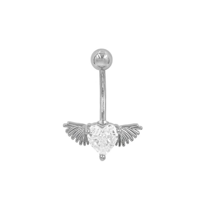 Gaibei Zircon Butterfly and Bird Navel Ring with Hollow Heart