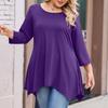 Womens Plus Size 3/4 Sleeve Shirts  Round Neck Tunic Tops Basic Loose Fit Tee Tops
