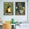 Funny T-Rex Bathroom Wall Decor Poster Perfect Dinosaur Canvas Prints for Bathroom Wall Art Home Decor Paintings