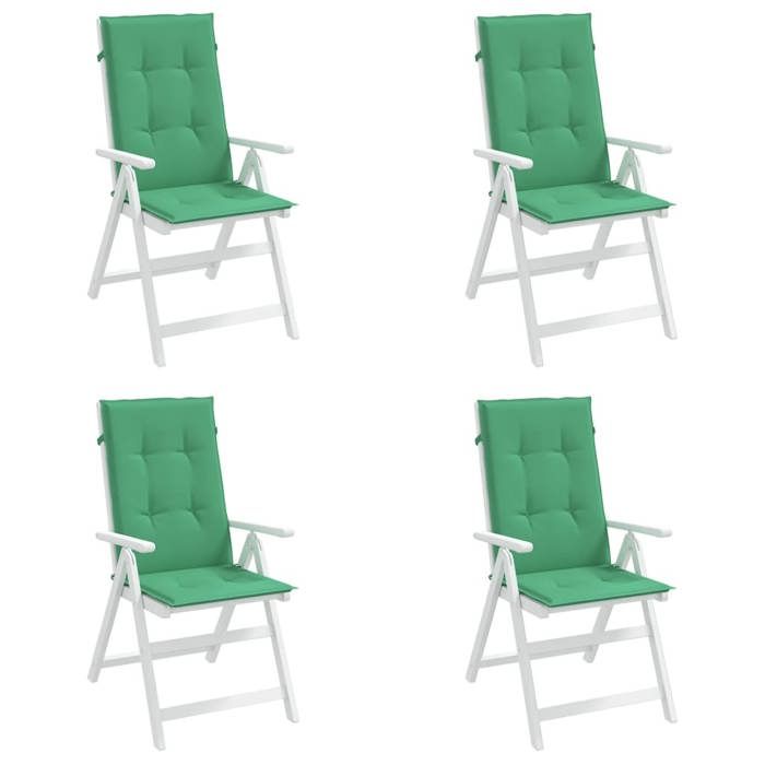 VidaXL Garden Chair Cushions High Back Set of 4 Green Fabric 43186
