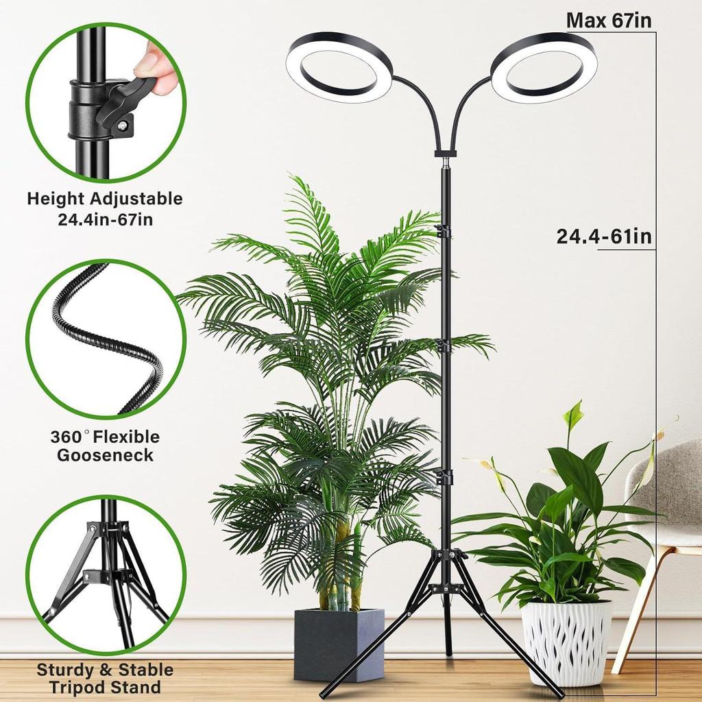 6-Inch Angel Ring Plant Light: Floor-Standing Full Spectrum Grow Light for Indoor Succulents and Green Plants
