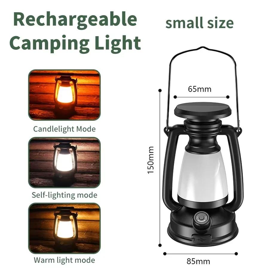 USB Rechargeable Camping Light Portable Camping Lanterns Hanging Tent Light 3000-5000K Stepless Dimming Outdoor Waterproof Torch