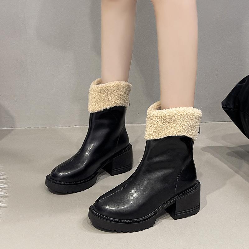 Damen Leichte Bequeme Kalte Warme Gefütterte Schneestiefel Rutschfest Strapazierfähig Outdoor Freizeit Sport Leder Wasserdicht Baumwollstiefel