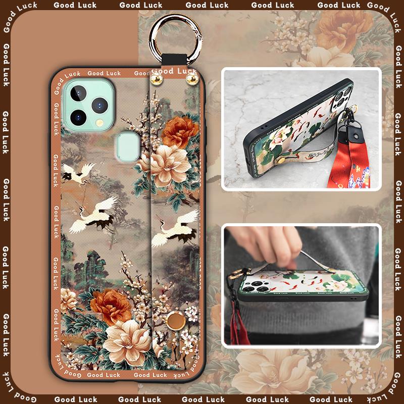Fashion Ring Phone Case For Oukitel C22 Elderly lady Protective Lanyard Anti-dust Shockproof Waterproof Chinese style