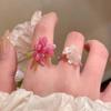 Violets Flower Beaded Elastic Ring Foldable Acrylic Jewelry Korean Fashion Jewelry Accessory for Women Handmade Gift