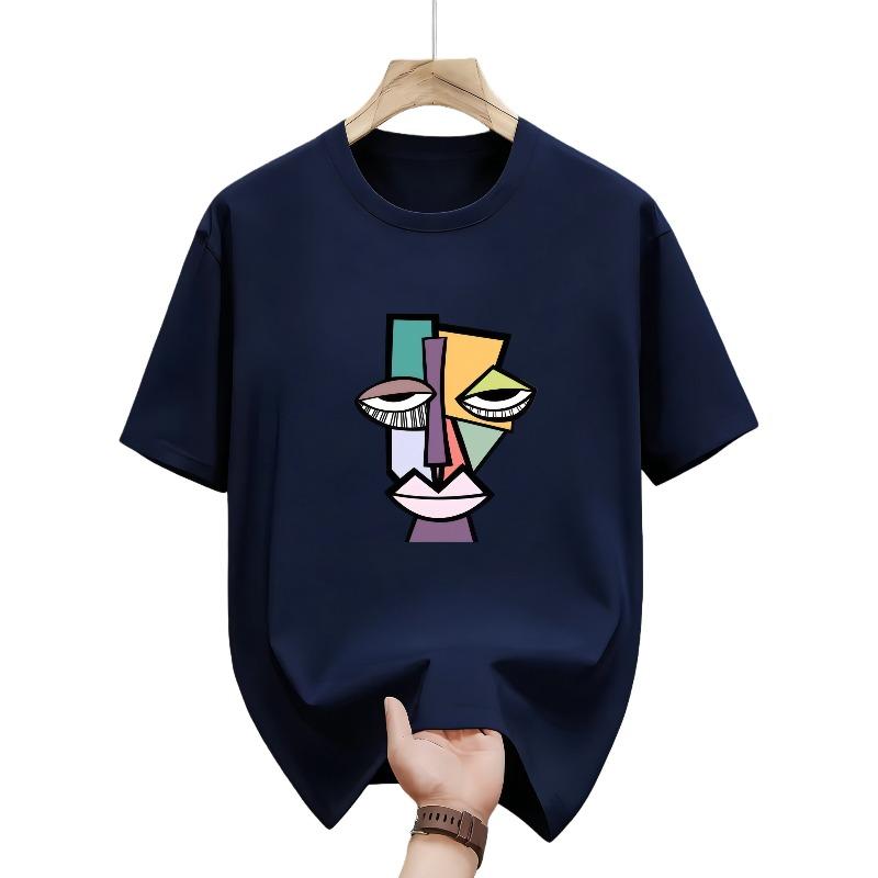 Mens Summer Fashion Pattern TShirt Casual ShortSleeved Style Round Neck Summer Top