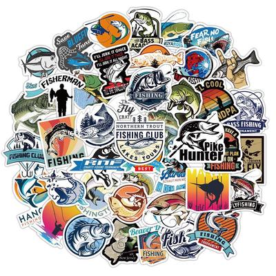 50 Adesivi Graffiti Impermeabili per Pesca per Valigie, Skateboard, Frigoriferi e Bicchieri d'Acqua - Giocattolo Divertente Cartone Animato per Bambini