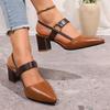 Fashion Women's Pointed Toe Block High Heel Sandals Summer Fashion Mixed Color Back Strap Pumps Fashion Ladies Chunky Heels Dress Shoes