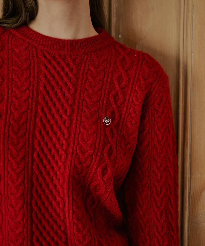 SWEET SOUP Cable Emblem Point Knit (Wbblkf3)
