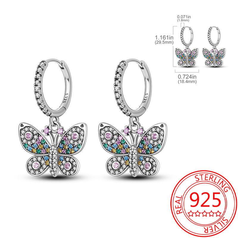 Pink Series 925 Sterling Silver Romantic Flower Butterfly Unicorn Tulip Geometry Earrings Boutique Fine Jewelry Gifts for Women