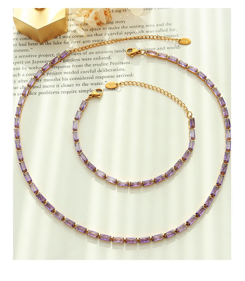 Colorful Geometric Square Chain Necklace: Women's 18K Gold-Plated Titanium Steel Choker
