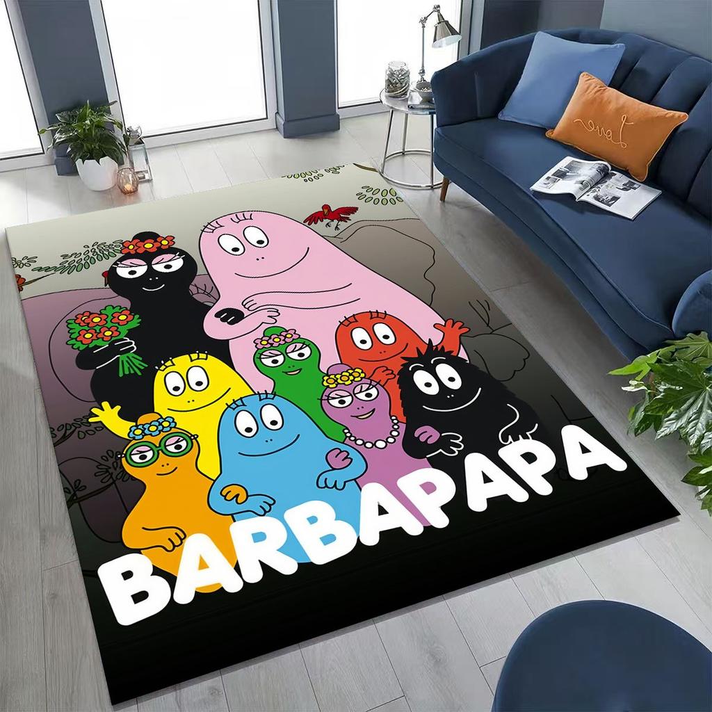 Cartoon Les Barbapapa Barbamama Family Rug for Bedroom Living Room Sofa Home Doormat Decor, Large Kids Play Non-slip Floor Mat