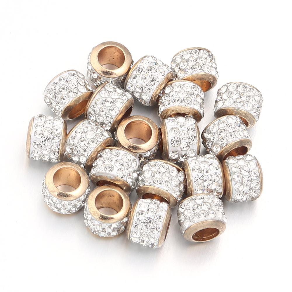 20pcs Rhinestone Crystal Beads Shambhala Ball Beads Metal Big Hole Beads Loose Spacer Beads For Jewelry Making DIY Accessories