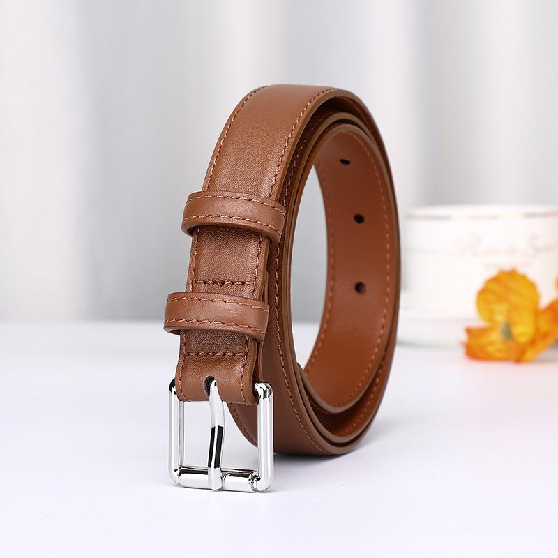 Japan And Korea Sweet Lady Style Leather Belt Women'S First Layer Cowhide Jeans Decorative Belt Pin Buckle Versatile Belt