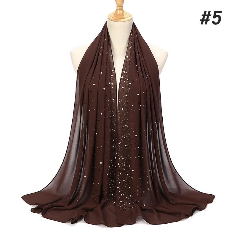 women plain bubble pearl chiffon scarf Head hijab wrap solid shawls headband foulard femme muslim hijabs stores