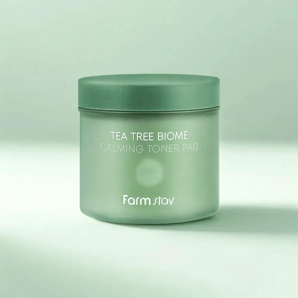 Farmstay Tea Tree Biome Calming Toner Pads for Soothing Redness and Troubles (70 Pads)