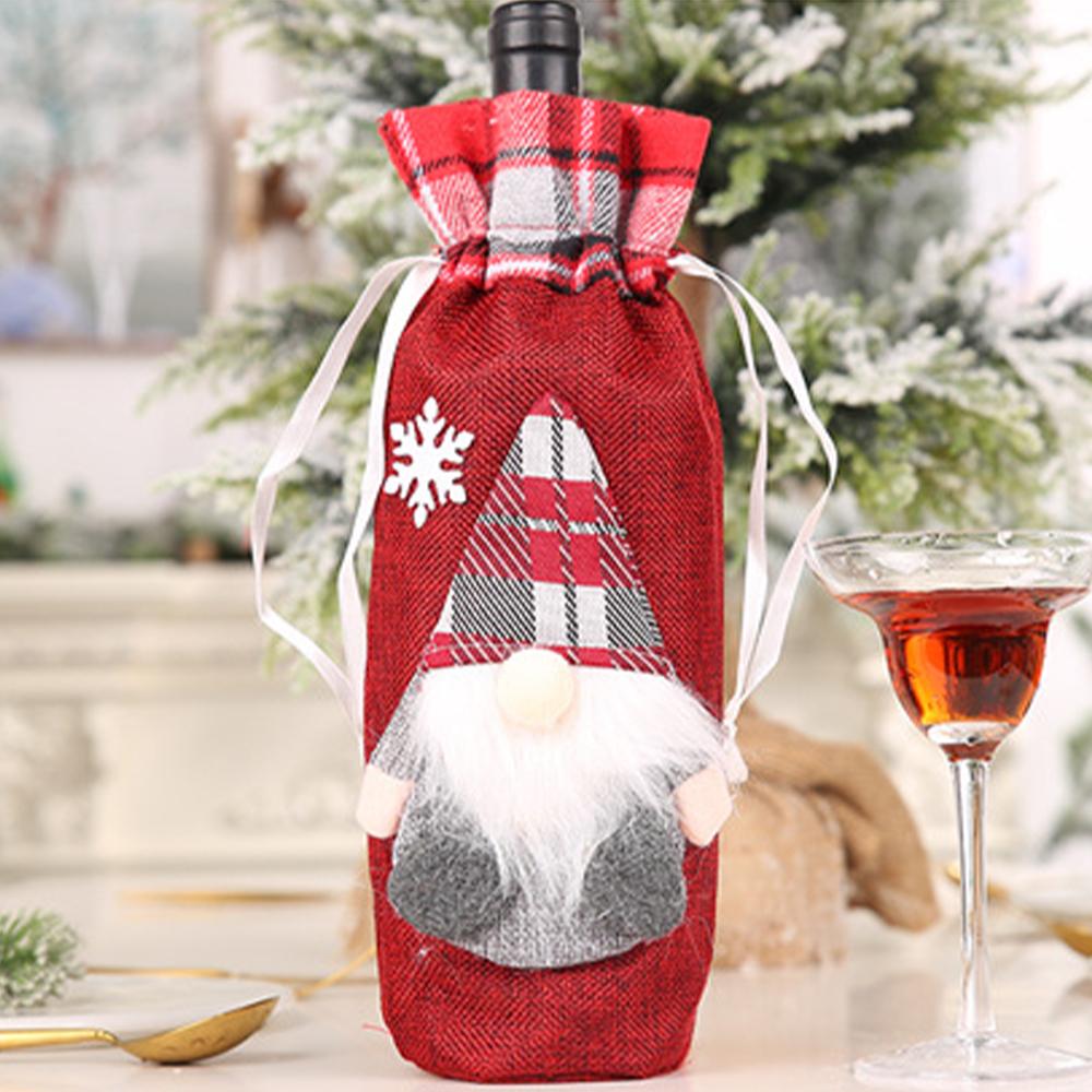 Christmas Red Wine Bottle Cover Bags, Christmas Table Dinner Decoration Bag Cover Xmas Red Wine Gift Bags for Home Decor
