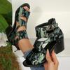 Fashion Women Sandals 2025 New Sexy Plus Size Shoes Women Brand Designer Cross Strap Sandals Colorful Pattern High Heels Sandals Women