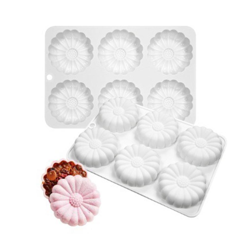 6-Cavity Flower Shape Silicone Mold Fondant Mousse Cake Mold DIY Pastry Chocolate Mold Baking Decorating Tool Nonstick