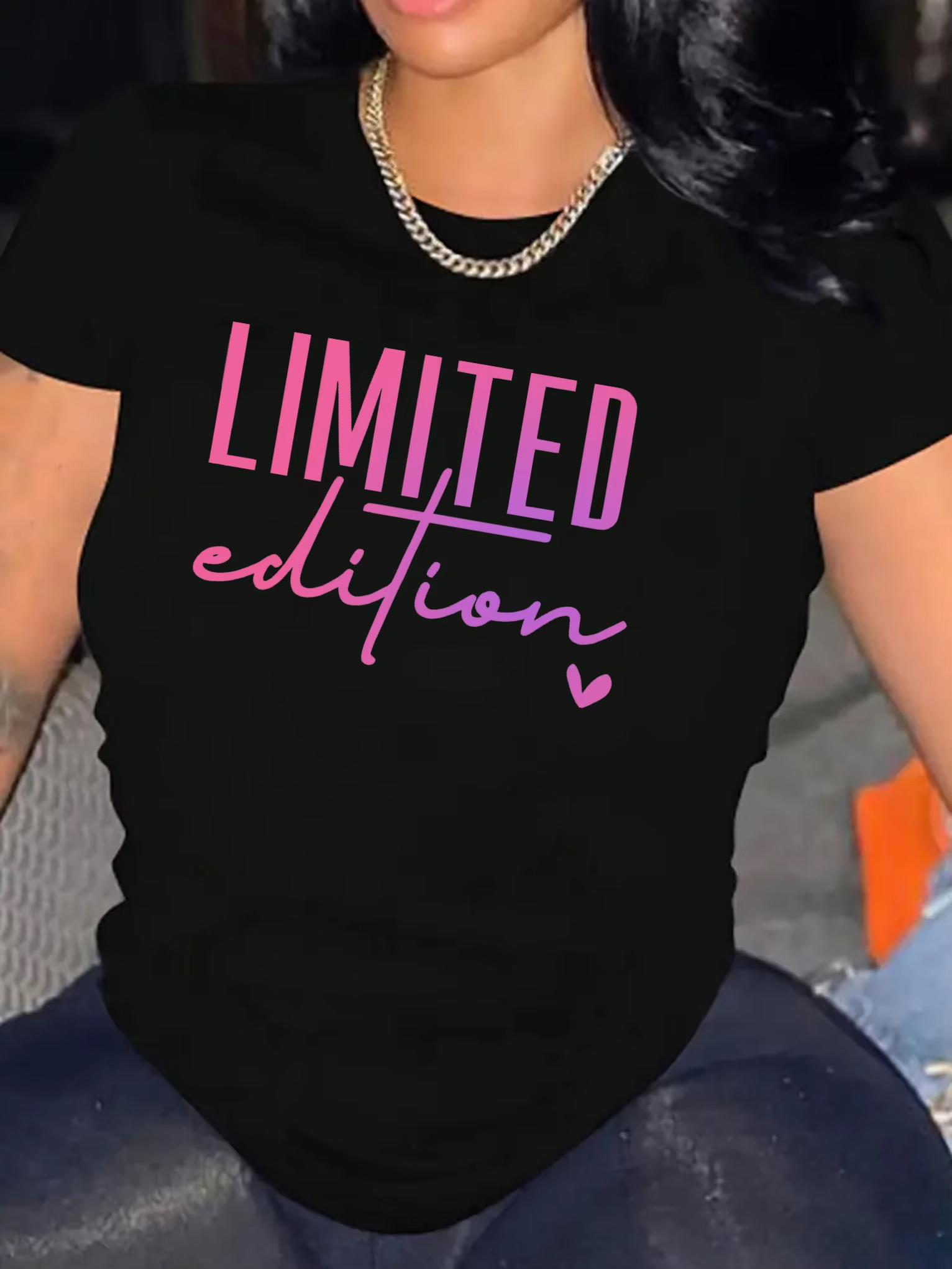 Stylish Limited Edition Crew Neck TShirt for Women Soft Polyester Spandex Blend Medium Stretch Short Sleeve All Season S