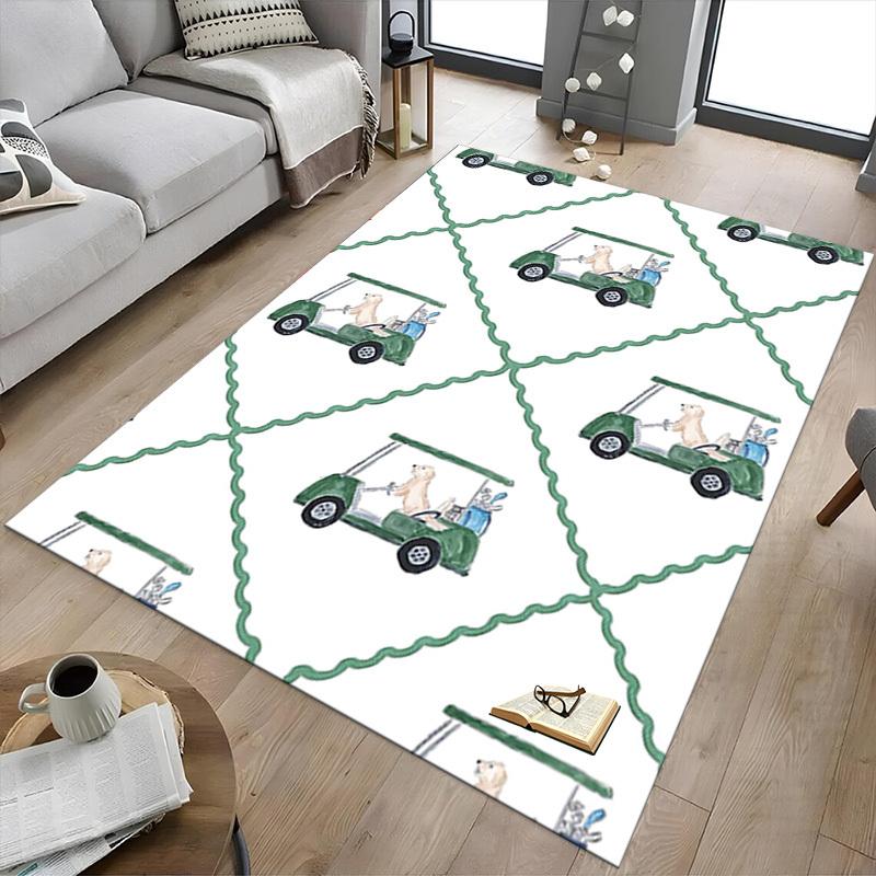 1PC Golf Cart, Dogs Non-Slip Floor Carpet Compatible for Office&Living Room&Dining room - Flat-Weave Machine- Soft & Pattern-E309