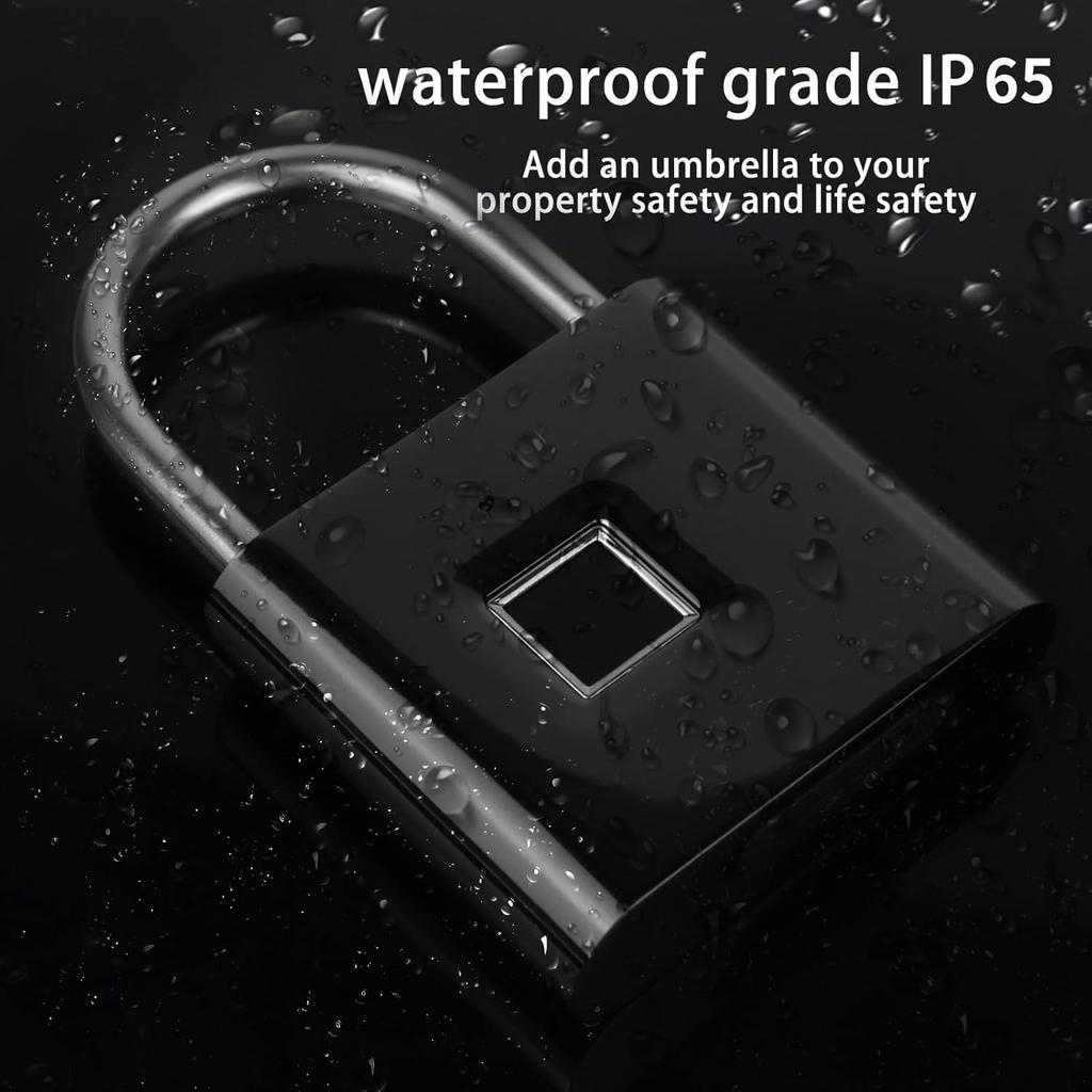 Keyless Portable USB Charging Fingerprint Lock,Smart Padlock Quick Unlock Waterproof and Rustproof,Smart Lock for Warehouses, Gym, Schools, Homes,