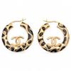 Auth Coco Mark Leopard Hoop Earrings GP Ch9955cc