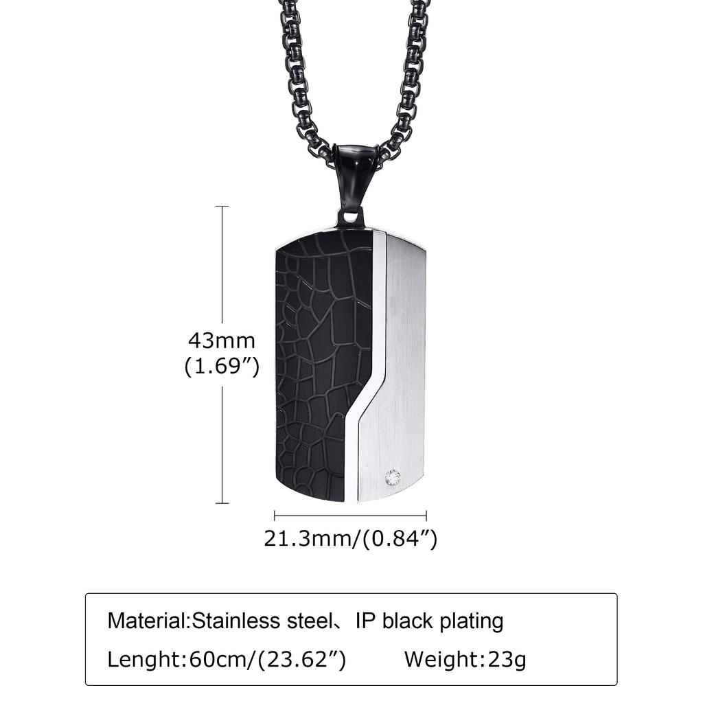 Men's Stylish Dog Tag Pendant Necklace, Stainless Steel Geometric Dog Tag Necklace, Fashion Casual Jewelry Gifts for Father Day