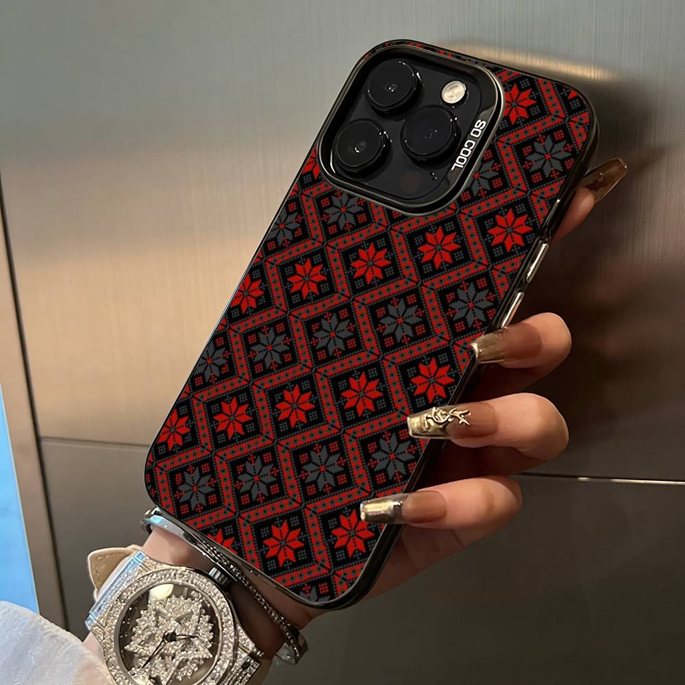 Ukrainian Embroidery Phone Case For iPhone 17,16,15,14,13,12,11 Plus Pro Max Colored Silver Phone Case