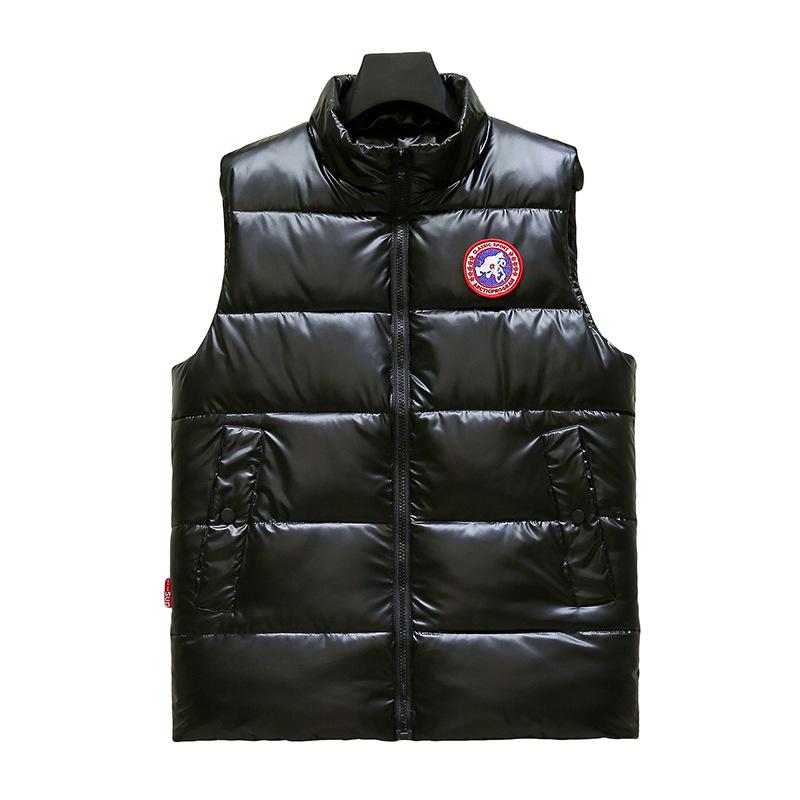 Herren Weste im Europäischen Stil, Glänzend, Ärmellos, Daunen-Baumwolle, Lässig, Stehkragen, Übergröße