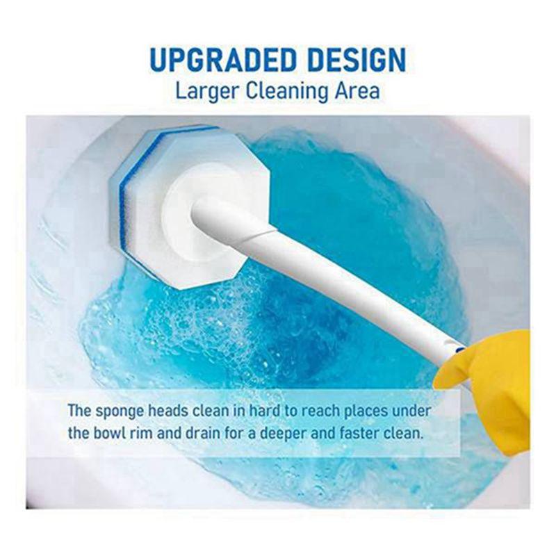 A84E-40 Counts Upgraded Toilet Brush Wand Disposable Toilet Cleaning Wand Refills Bowl Scrubbers Heads Easy Install