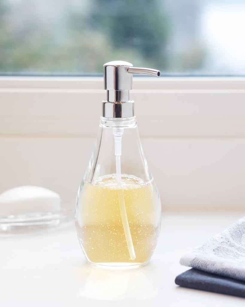 Umbra Hand Soap Dispenser, BathroomKitchen, Soap Pump, Soap Bottle, Simple and Stylish, Hand Wash, 296ml, Droplet, Clear, 2020163165