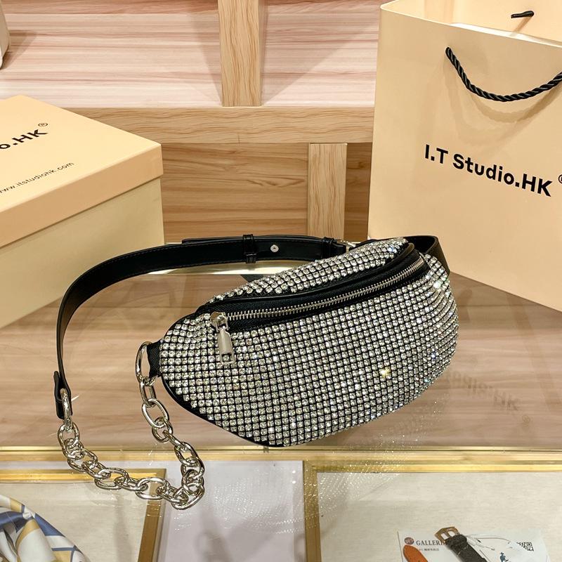 

Летняя поясная сумка-цепочка со стразами 2024 – Универсальная ромбовидная сумка кроссбоди для ношения на груди серебряный