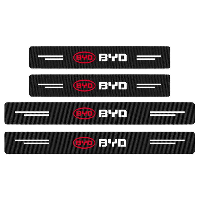 

4PCS Carbon Fiber Car Sticker Auto Door Threshold Waterproof stickers For BYD F3 S6 F0 Tang I3 S7 G3 E5 E2 E1 E3 E9 D1 S8 E6 L3 чорний