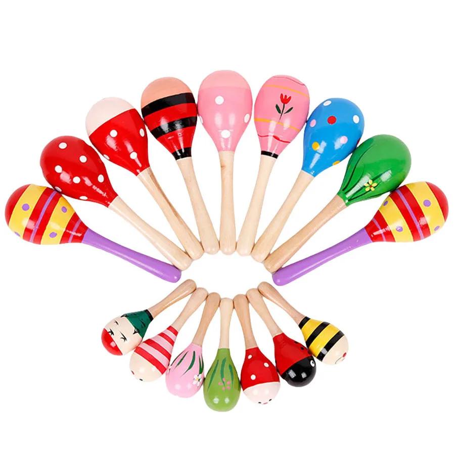 11/19cm Wooden Maraca Sounding Sand Hammer Classical Orff Musical Instrument Toys Ensemble Background Sound Producing Instrument