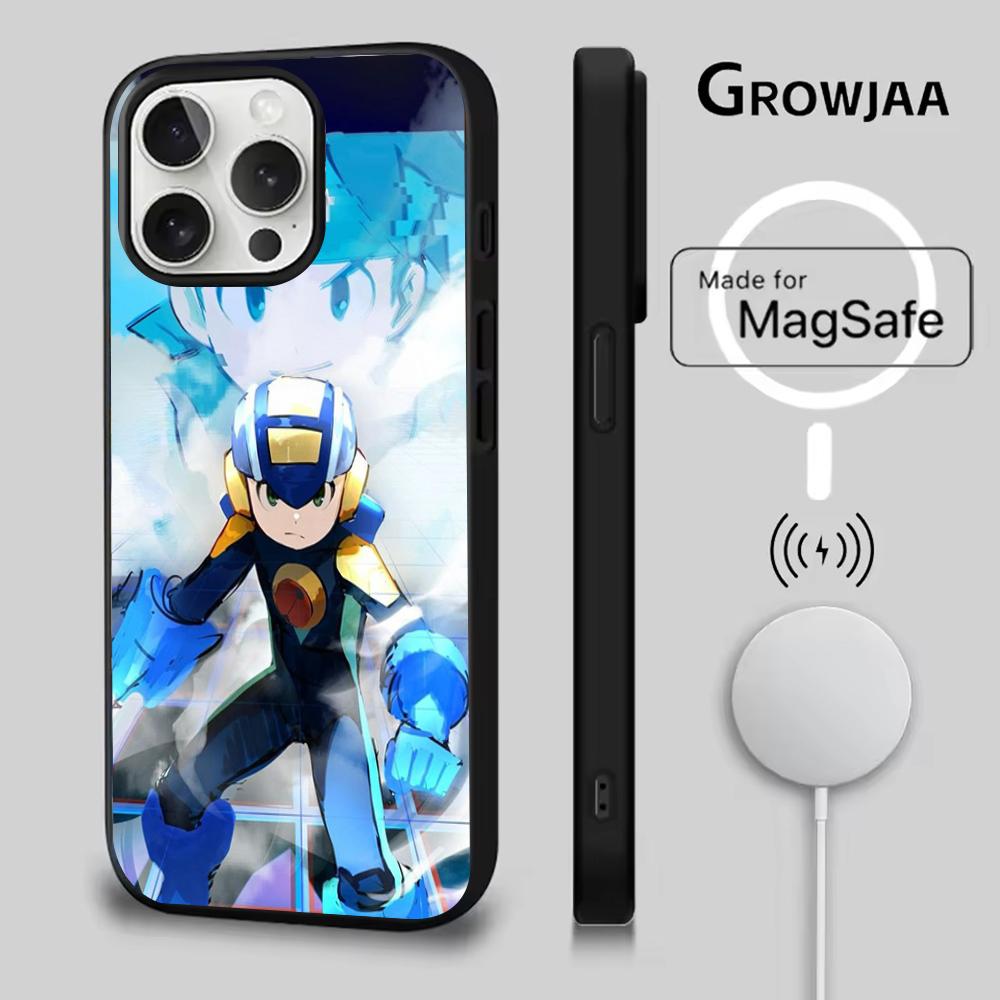 R-Rockman M-Megaman Game Phone Case For iPhone 16e,16,15,14,13,12,11,Plus,Pro,Max,Mini Magsafe Magnetic Wireless Charging