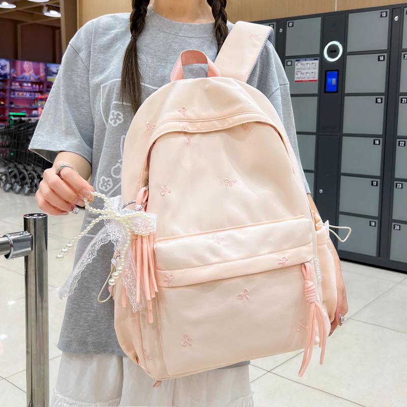 Bow Print Backpack Women's Travel Lightweight Backpack Student Schoolbag
