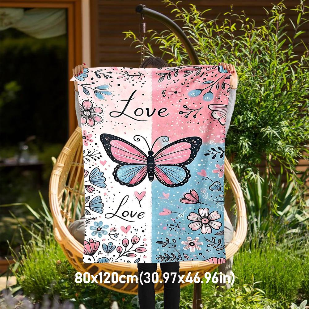 

1pc Butterfly Love Outdoor Flannel Blanket Soft Warm All-Season Throw for Sofa Bed Car Camping Office, Cozy Gift Idea1265S 80x120cm(31x47inch)