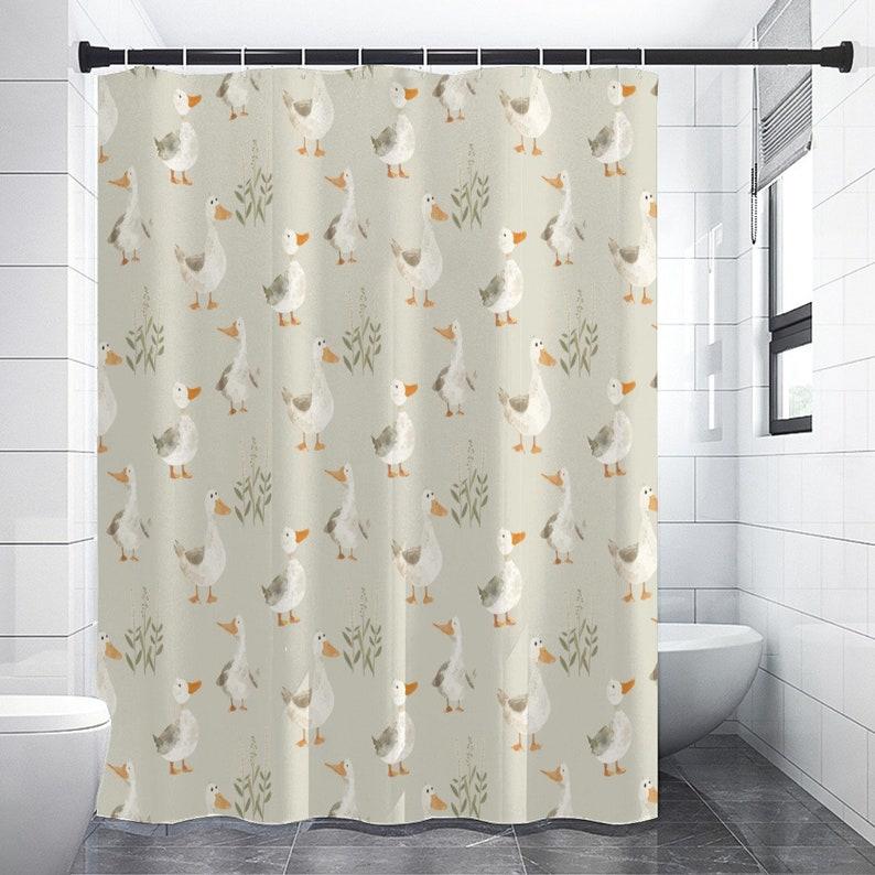Ducks shower curtain, French country farm style, children's bathroom decoration, large and small size shower curtains