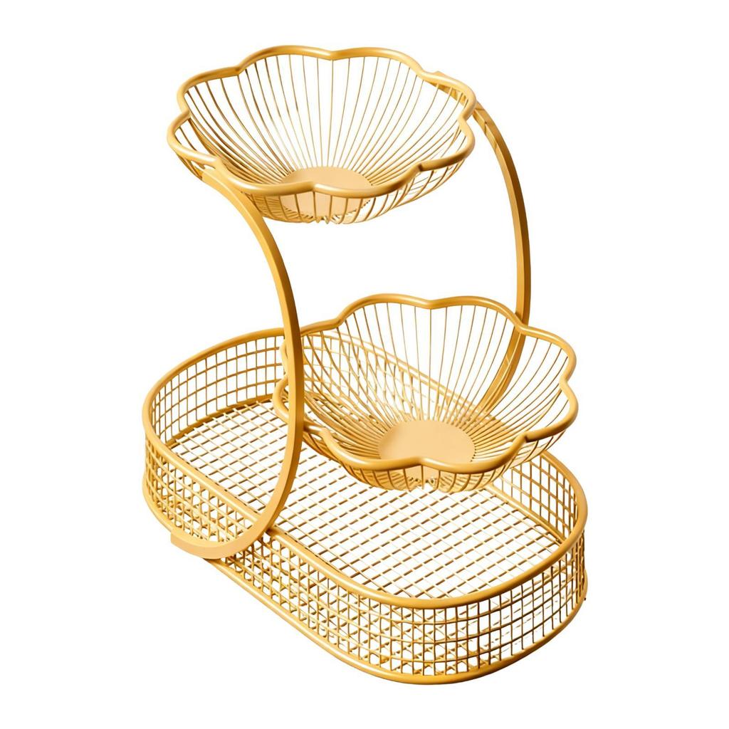 Multi Layer Fruit Rack Metal Vegetable Holder Organizer with Tiered Bowl Design for Kitchen Counter Top and Home Decor