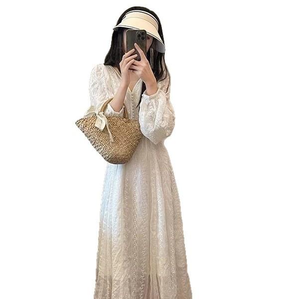 Floral Long Sleeve Dress With Embroidery For Vacation And Casual Wear