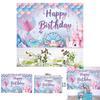 Mermaid Theme Birthday Backdrop Fabric For Kids Party Decoration Photo Prop