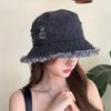 Japanese Spring and Summer Hat Women Cowboy Ripped Fisherman Hat Sweet and Cute Face Showing Small Sun Hat Sun Hat Sun Hat