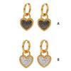 1 Pair Heart Hoop Earrings Glitter Zircon Dangle Earring Lock Shape Ear Hook Jewelry Fashion Accessory for Banquet