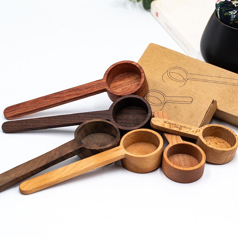 Drewniany zestaw łyżek z miarką kuchenne łyżki z miarką miarka do kawy i herbaty cukier miarka do przypraw miarka narzędzia do gotowania w domu