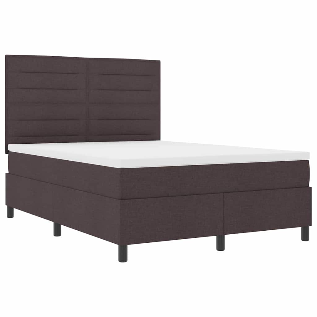 Box Spring Bed with Mattress Dark Brown 140 X 200 Cm Fabric