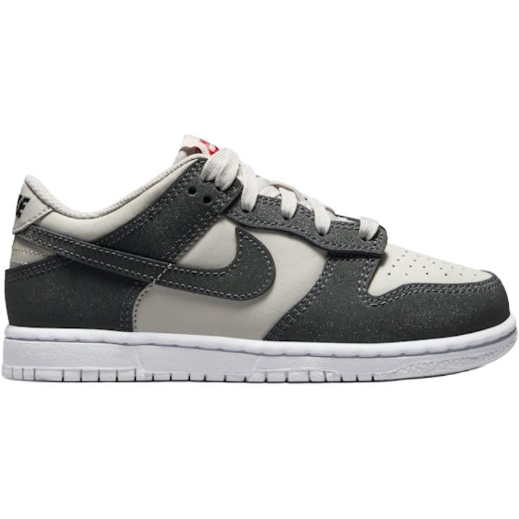 Nike Dunk Low PS Light Iron Ore Anthracite Glitter Kids Sneakers Grey White Gym-Red FZ1001-001