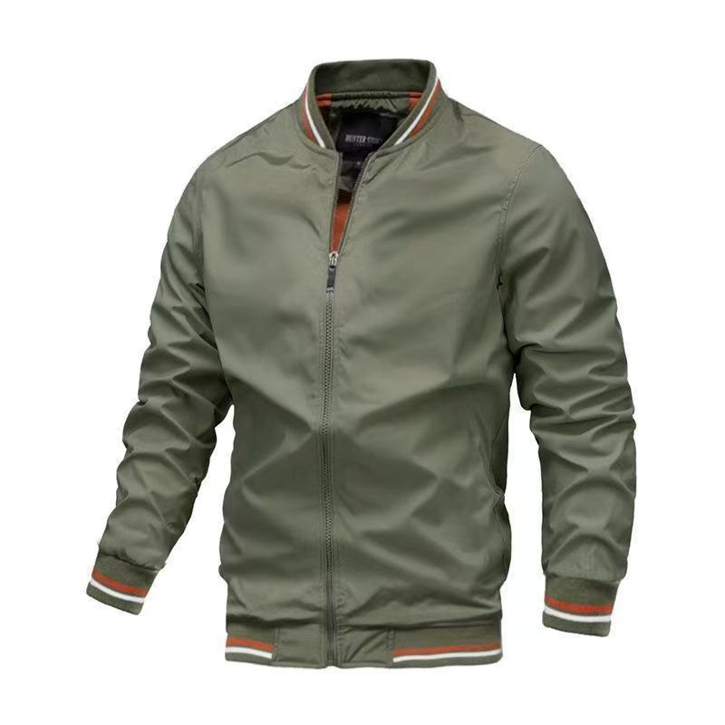 Spring and Autumn Men's Zipper Side Seam Pocket Unhooded Casual Fit Ready-Made Jacket