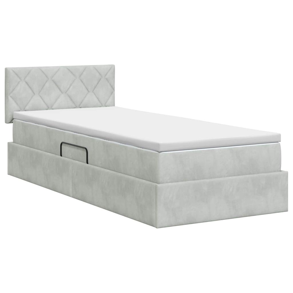 Storage Bed with Headboard Light Grey 90 X 200 Cm Velvet