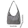 Daily Magnetic Snap Vertical Stripe Bag Tote Vintage Commute Handbag Canvas Shoulder Bag  Girls
